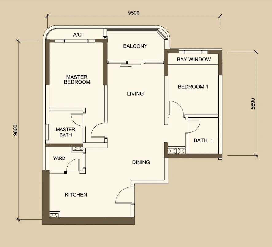Country Garden Danga Bay 2 Rooms 875 sq ft 2 rooms 875 sqft floor plan