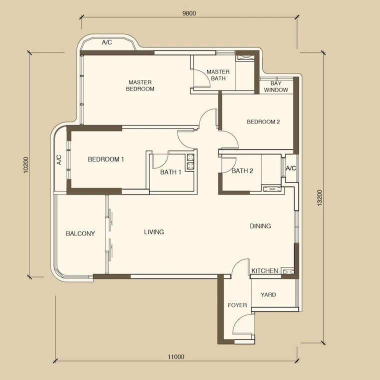 Country Garden Danga Bay 3 Rooms 1235 sq ft 3 rooms 1235 sqft floor plan