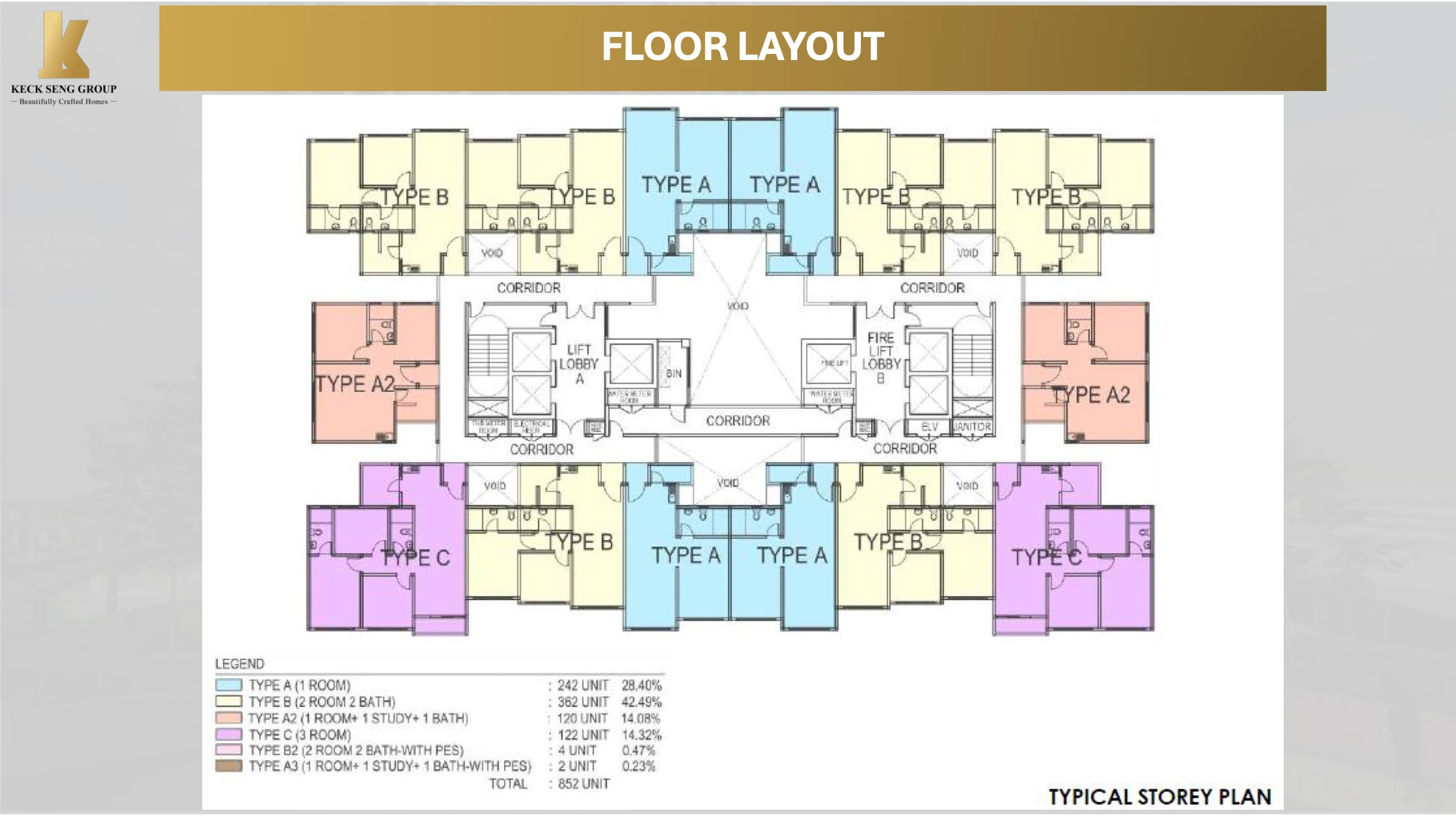Daya One @ Taman Daya Typical Floor Plan Type A 1R1B 590, 649, 721, 778, 850, 954 sq ft sqft floor plan