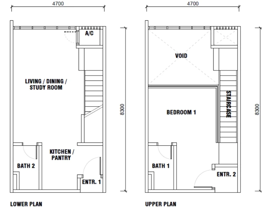 Gen Sphere Type E Duplex 700sqft Type E duplex 700 sqft floor plan