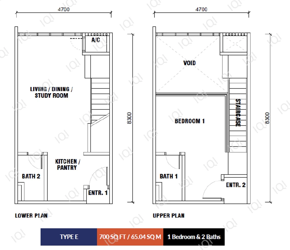Gen Sphere Type E Duplex 700sqft Type E duplex 700 sqft floor plan