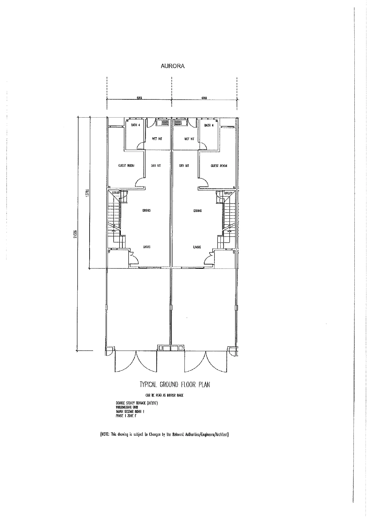 KSL Aurora 1-4 @ Taman Bestari Indah AURORA FLOOR PLAN INTERMEDIATE LOT · PAGE 1 20x70 double storey terrace RM price to confirm Land size 20x70 / 22x70; built-up to confirm by phase sqft floor plan