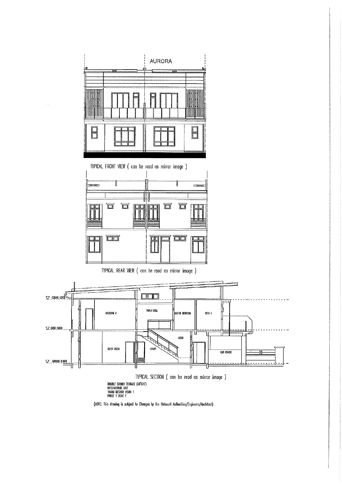 KSL Aurora 1-4 @ Taman Bestari Indah AURORA FLOOR PLAN INTERMEDIATE LOT · PAGE 3 20x70 double storey terrace RM price to confirm Land size 20x70 / 22x70; built-up to confirm by phase sqft floor plan