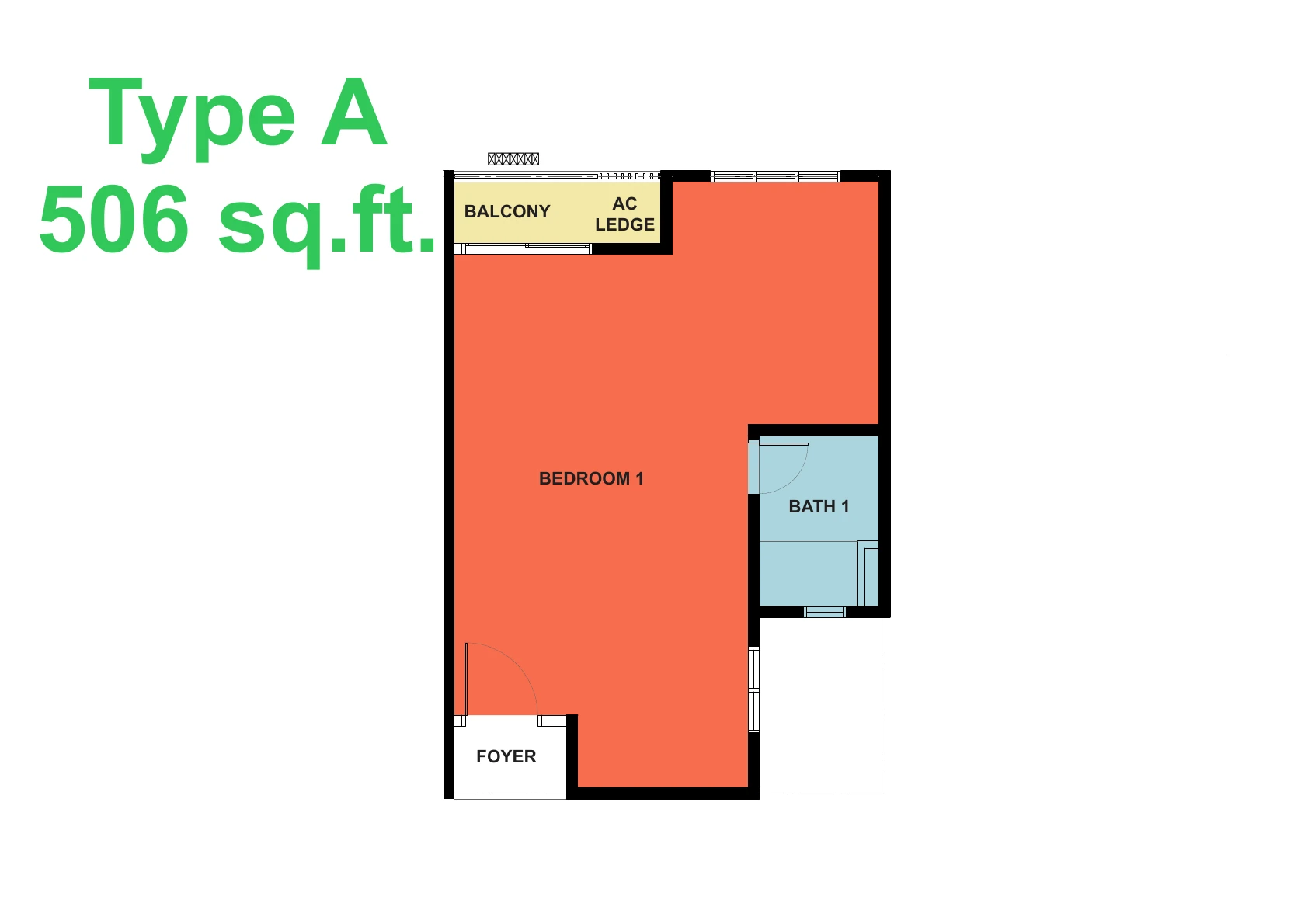 KSL Austin Legacy @ Seri Austin Type A New Type A Studio 506 sqft floor plan
