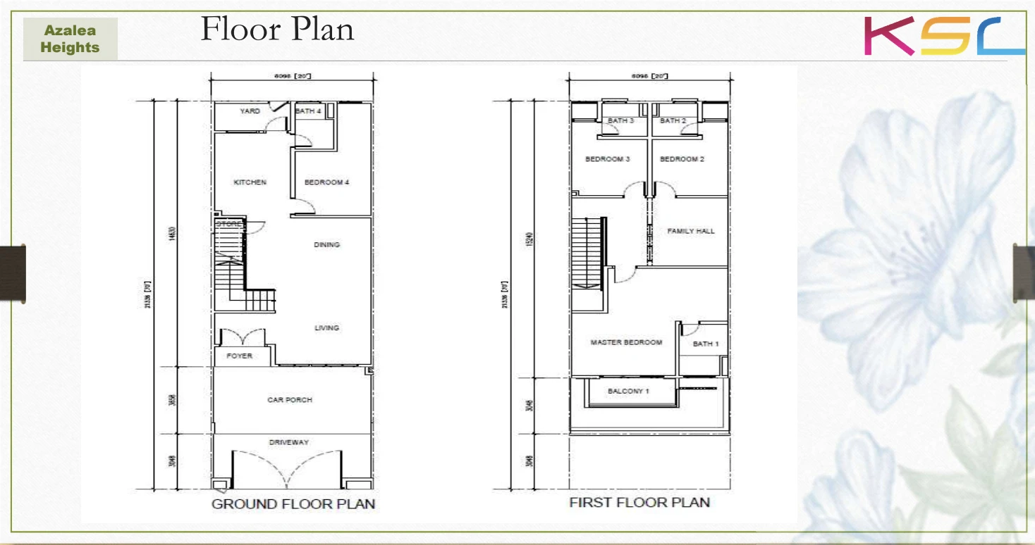 KSL Azalea Heights Phase 2B 20x70 Double Storey House 20x70 Double Storey Terrace Land 20x70 / corner 22x70; built-up to confirm sqft floor plan