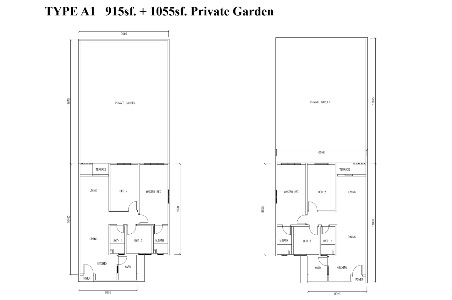 Pangsapuri KSL Bukit Gemilang Type A1 3 Rooms 915 sq ft + 1055 sq ft PES 3 rooms 915 sqft floor plan