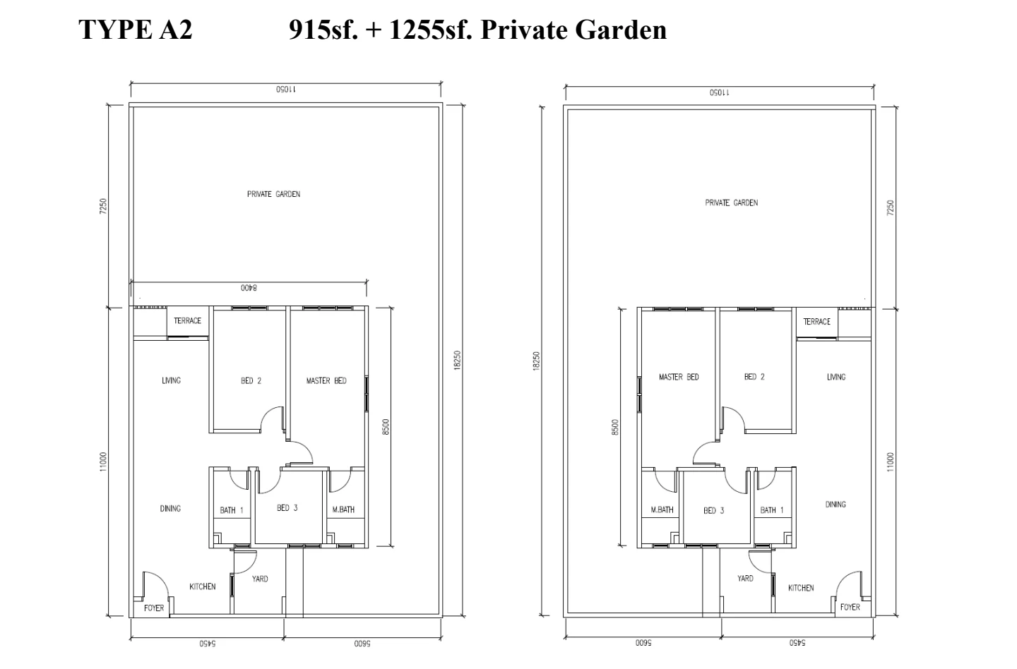 Pangsapuri KSL Bukit Gemilang Type A2 3 Rooms 915 sq ft + 1255 sq ft PES 3 rooms 915 sqft floor plan