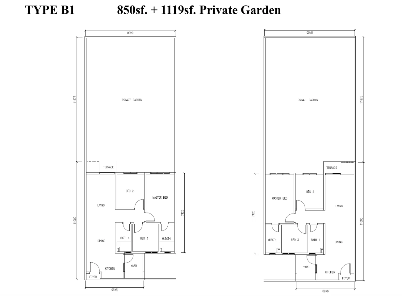 Pangsapuri KSL Bukit Gemilang Type B1 3 Rooms 850 sq ft + 1119 sq ft PES 3 rooms 850 sqft floor plan