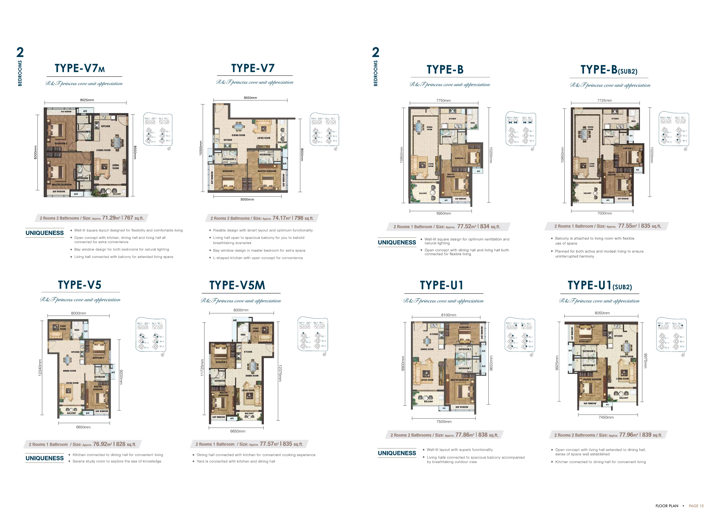 R&F Princess Cove - Phase 2 Seine Region Phase 2 Layout Board A 1 Bedroom, 2 Bedroom, 3 Bedroom, 4 Bedroom, Dual-Key 468-1,471 sq ft sqft floor plan