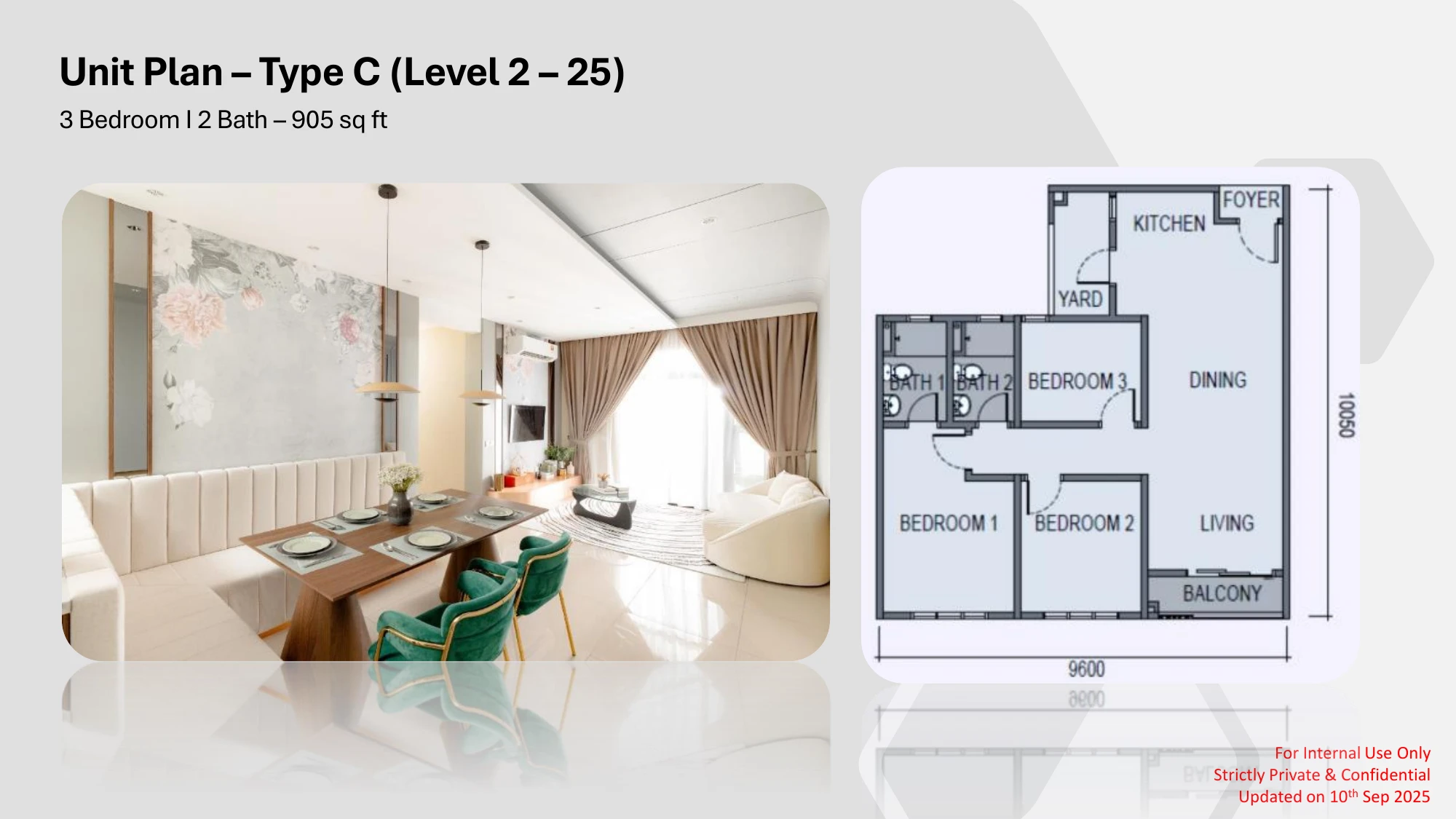 Sky Curve Type C Type C 3 Bedrooms 2 Baths 905 sqft floor plan