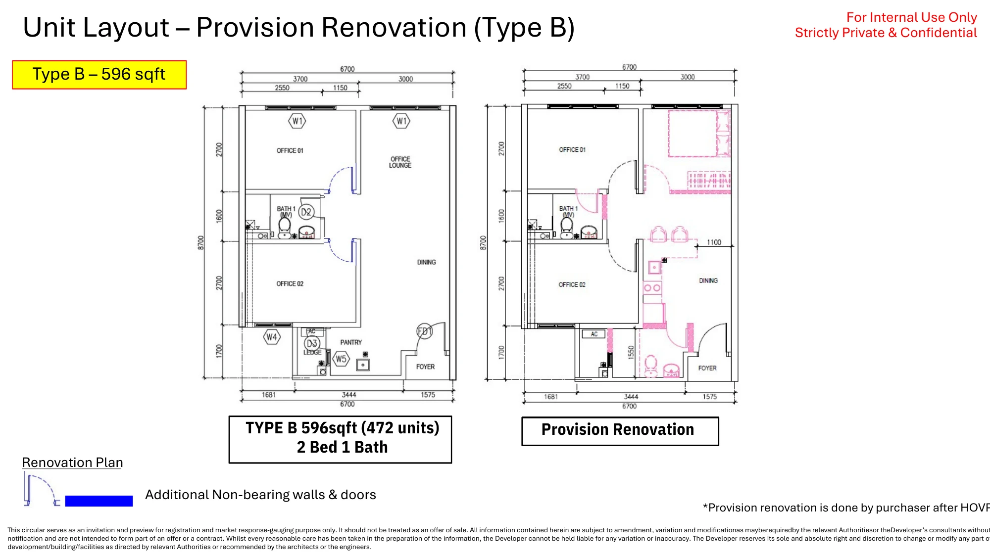 Sunway Majestic Type B Type B 2 room 596 sqft floor plan