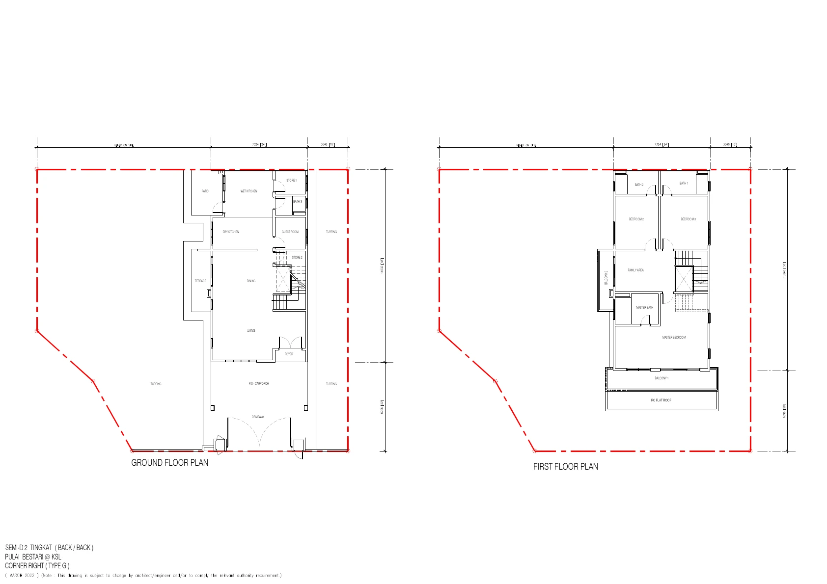 Taman Pulai Bestari by KSL SEMI D BACK TO BACK FLOOR PLAN Phase 1/3/4 DSTH 22x70 4 Bedrooms 4 Bathrooms DSTH land 22x70; other land/built-up sizes vary by phase sqft floor plan
