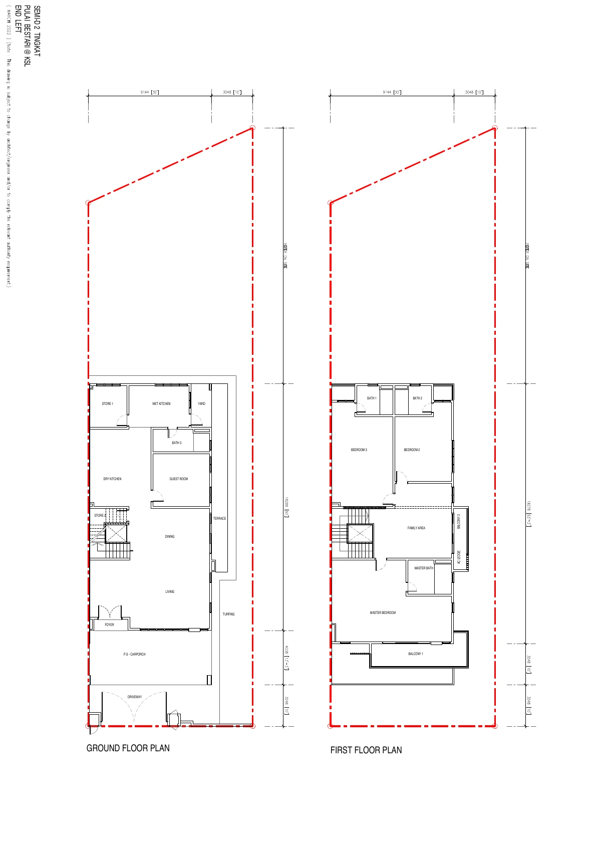 Taman Pulai Bestari by KSL SEMI D SIDE TO SIDE FLOOR PLAN Phase 1/3/4 DSTH 22x70 4 Bedrooms 4 Bathrooms DSTH land 22x70; other land/built-up sizes vary by phase sqft floor plan