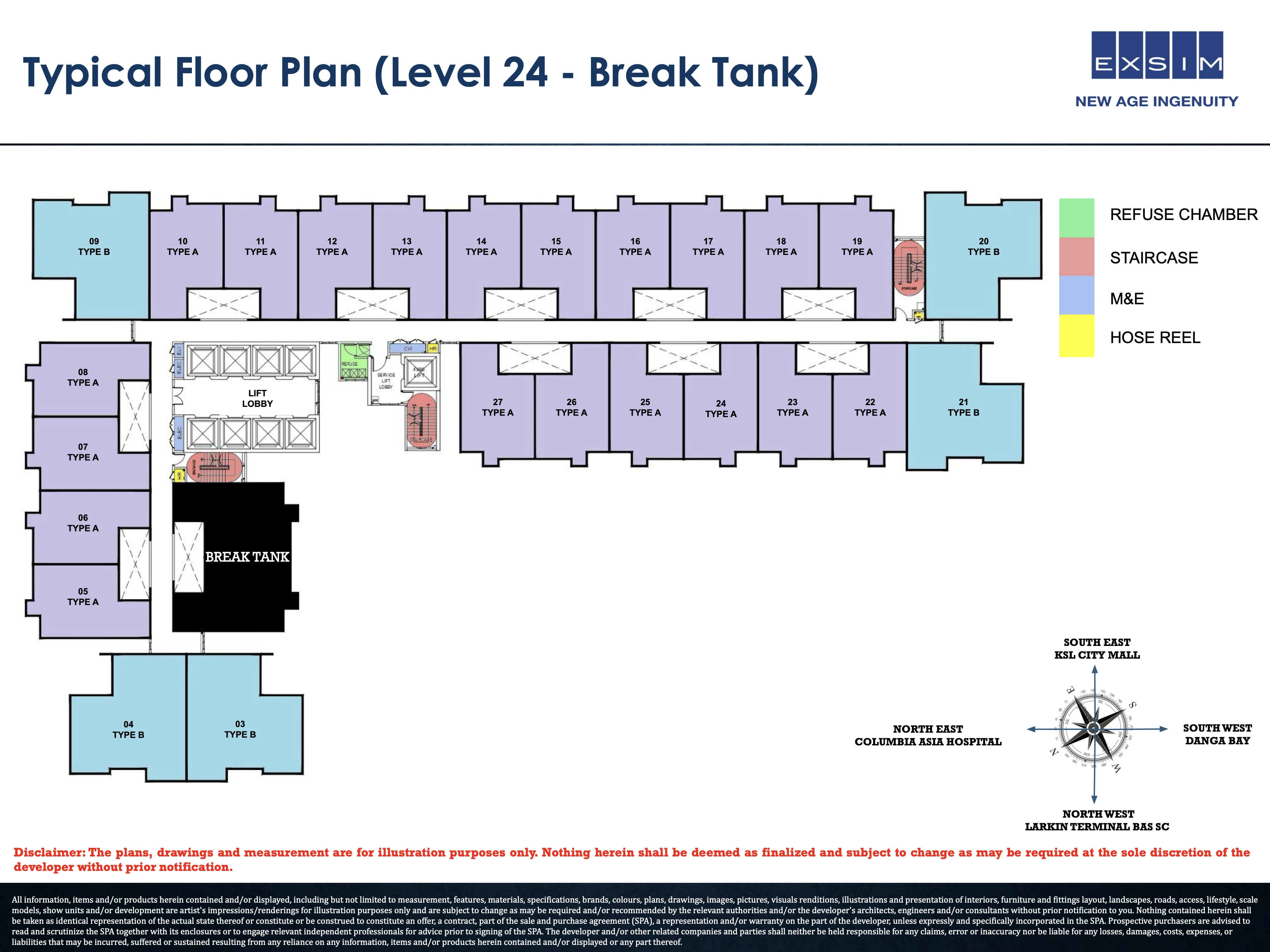 THE ASTERIAZ Typical Floor Plan Level 24 Type A 1+1R1B 560-915 sq ft sqft floor plan