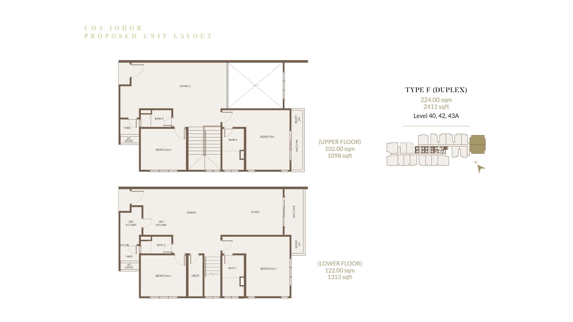 Aethera Residences Type F Duplex 4 bedrooms 2411 sqft floor plan